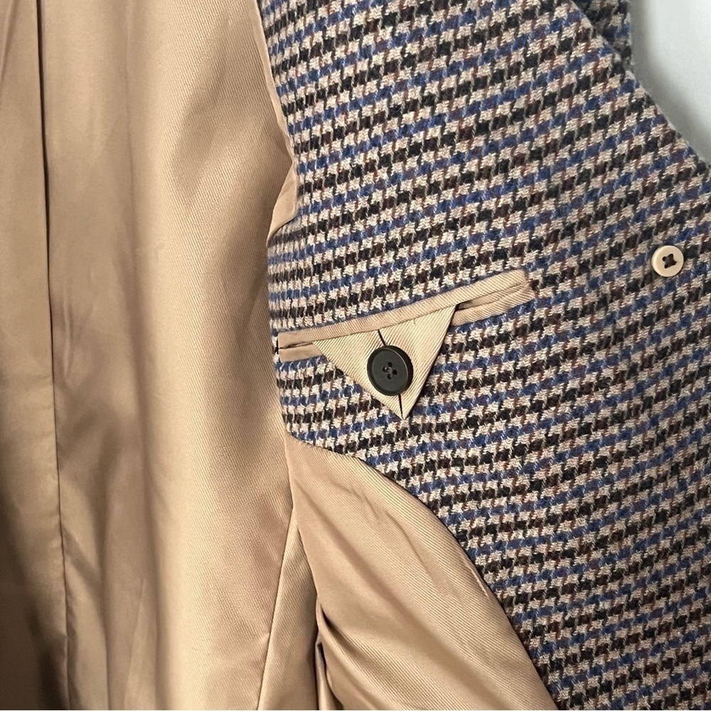 Everlane 80s Oversized Blazer Wool Houndstooth Brown Blue Size 2 NWOT - Picture 10 of 12